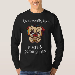 Camiseta Gamer Funny Pug Lover Videojuegos Perro Pug Gaming