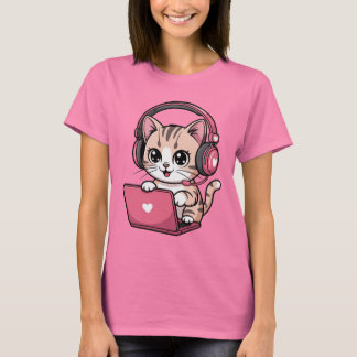 Camiseta Gamer Girl Cat Gaming Cute