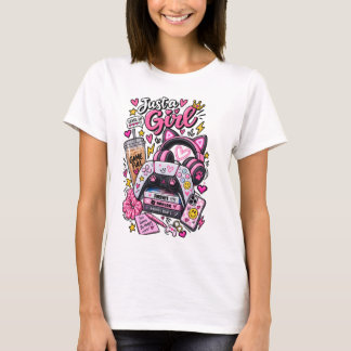 Camiseta Gamer Girl Cute Pink Gaming Design Headset Console