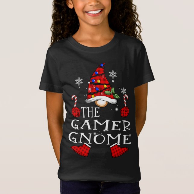 Camiseta Gamer Gnome Red Plaid Matando Navidades de familia (Anverso)