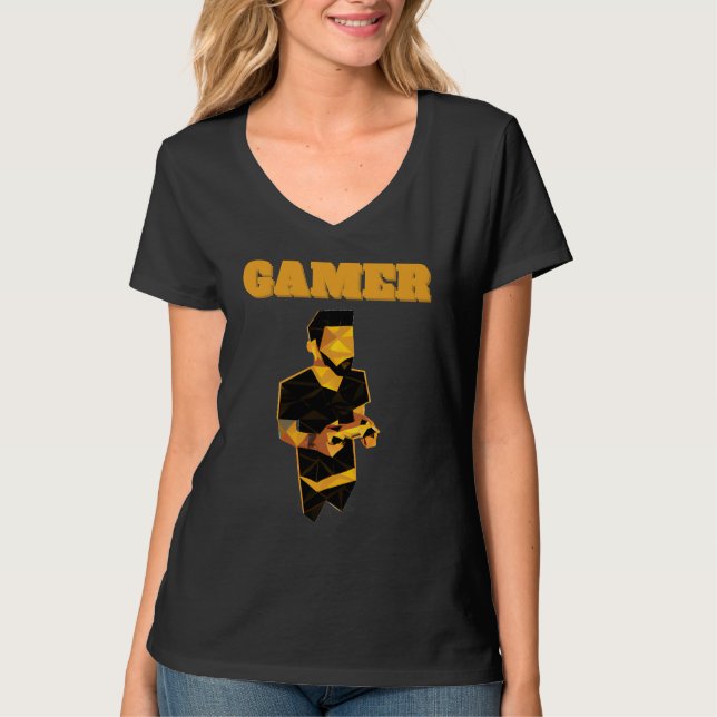 Camiseta Gamer Guy Holding a Gold Video Game Controller Men (Anverso)