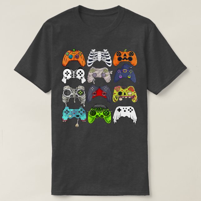 Camiseta Gamer Halloween Calabaza Skeleton Zombie Gaming Co (Diseño del anverso)