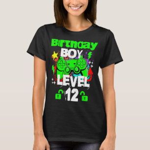 Camiseta Gamer Happy 12th Birthday Boy Level 12 desbloquead