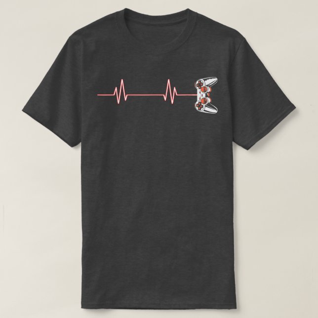 Camiseta Gamer Heartbeat Cool Video Game Controller for Ner (Diseño del anverso)