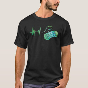 Camiseta Gamer Heartbeat Gaming Lover Video Game Fan Passio
