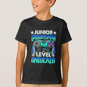 Camiseta Gamer Junior Padrino de la Boda Nivel Desbloqueado