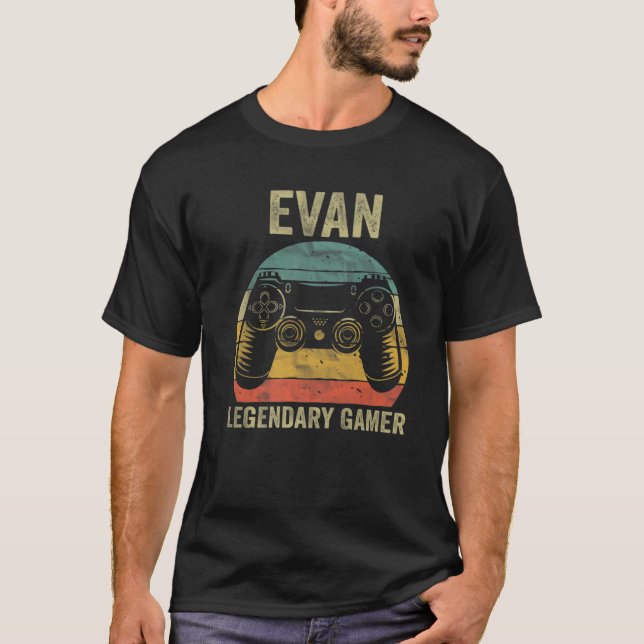 Camiseta Gamer legendario personalizado Evan Name Video Gam (Anverso)