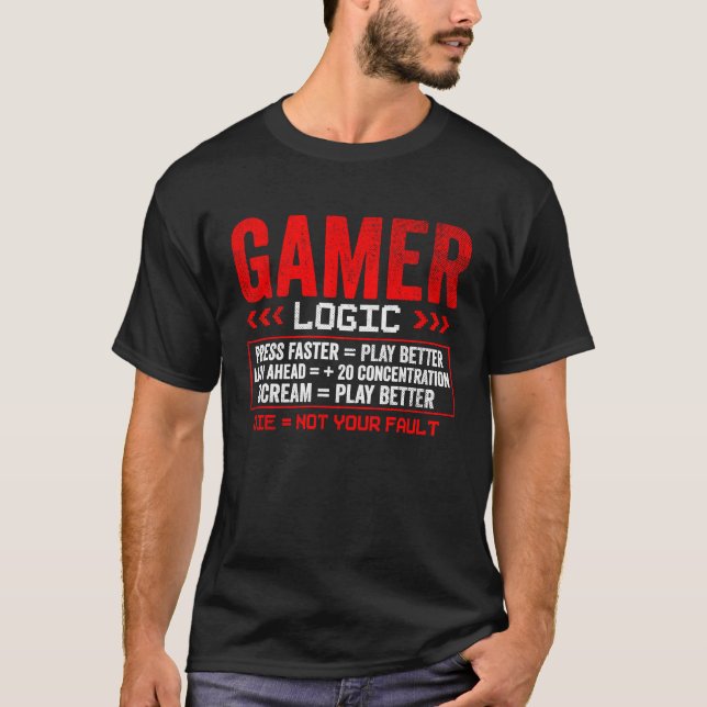 Camiseta Gamer Logic Press grito ligero Gaming (Anverso)