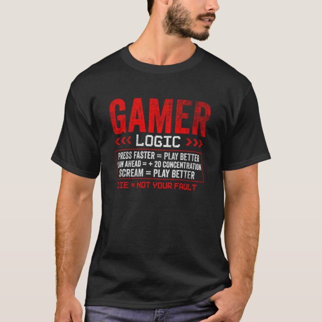 Camiseta Gamer Logic Press grito ligero Gaming (Anverso)