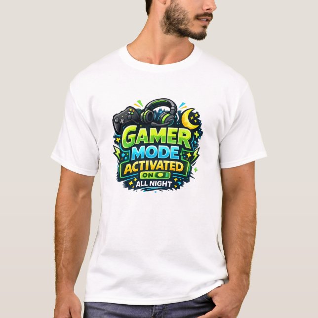 Camiseta Gamer Mode Activated All Night (Anverso)