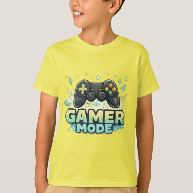 Camiseta Gamer Mode ON - Kids Video Game Controller Graphic (Anverso)