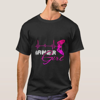 Camiseta Gamer Mujeres Chicas Heartbeat Video Games Control