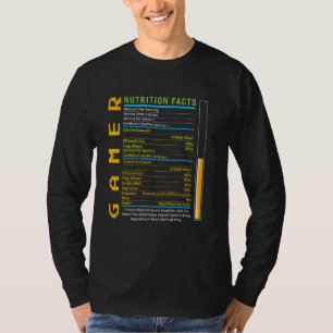Camiseta Gamer Nutrition Facts Funny Gaming Gamer
