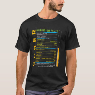 Camiseta Gamer Nutrition Facts Funny Gaming Gamer