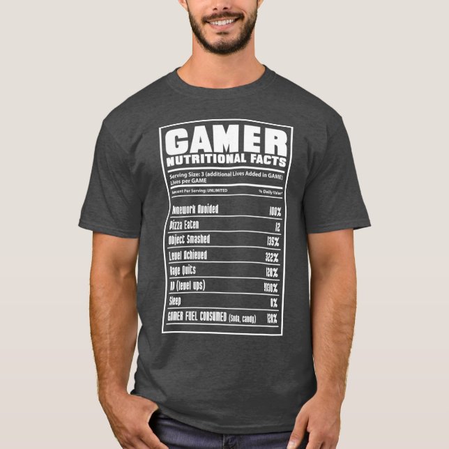 Camiseta Gamer Nutritional Facts Gaming (Anverso)