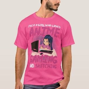 Camiseta Gamer Otaku Chica Manga Esbozo Anime