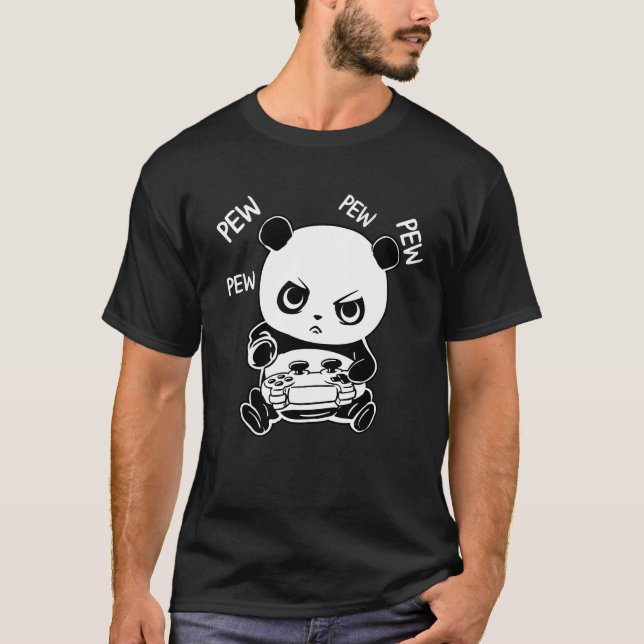 Camiseta Gamer Panda durmiendo Pew Addict regalos graciosos (Anverso)