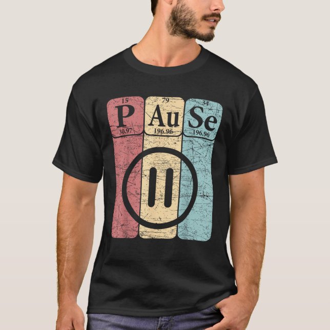Camiseta Gamer Pausa Elementos Periódicos de Tabla Jugar Ne (Anverso)