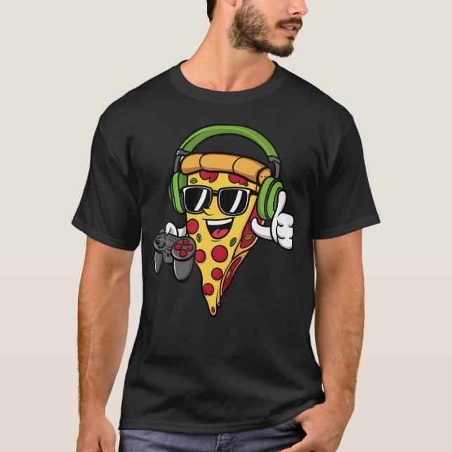 Camiseta Gamer Pizza Video Gaming Funny Video Gamer Pizza L (Anverso)