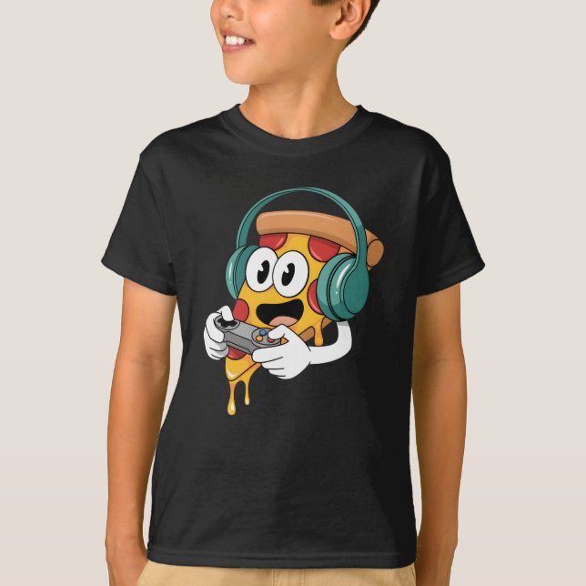 Camiseta Gamer Pizza Video Juegos Divertidos Comida Hombres (Anverso)