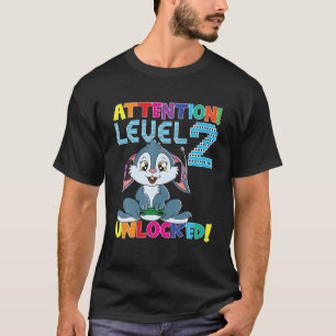 Camiseta Gamer Rabbit Boy Atención Nivel 2 Juegos Desbloque