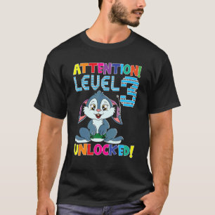 Camiseta Gamer Rabbit Boy Atención Nivel 3 Juegos Desbloque