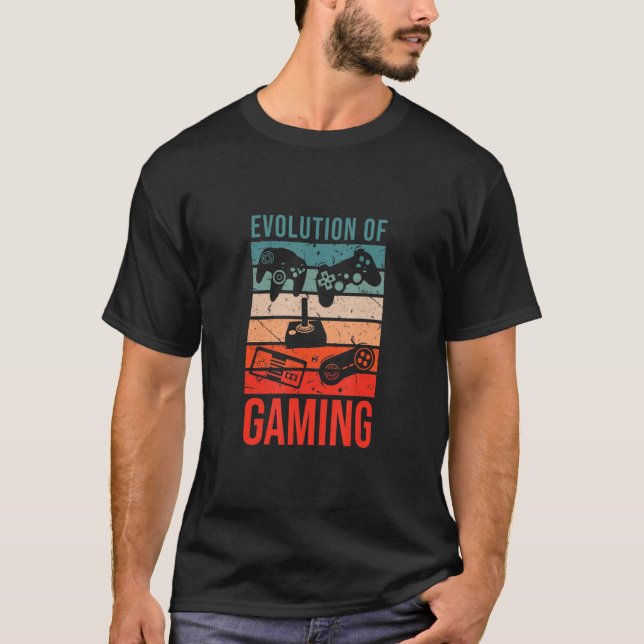 Camiseta Gamer Retro Vintage Evolution Of Gaming (Anverso)