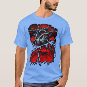 Camiseta Gamer Robot Metalizado Anatómico Corazón Halloween