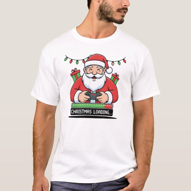 Camiseta Gamer Santa Loading Christmas Hoodie & Tee (Anverso)