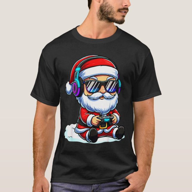 Camiseta Gamer Santa Video Game Christmas Gaming  (Anverso)
