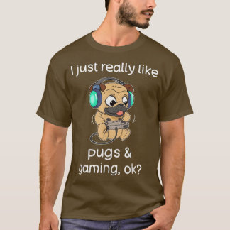 Camiseta Gamer Shirt Funny Pug Lover Video Games Dog Pug Ga