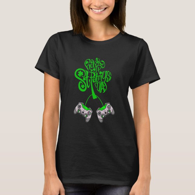Camiseta Gamer St Patricks Day Video Game Controller Shamro (Anverso)
