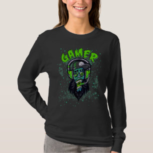 Camiseta Gamer Zombie Cranky Adolescentes en modo de juego