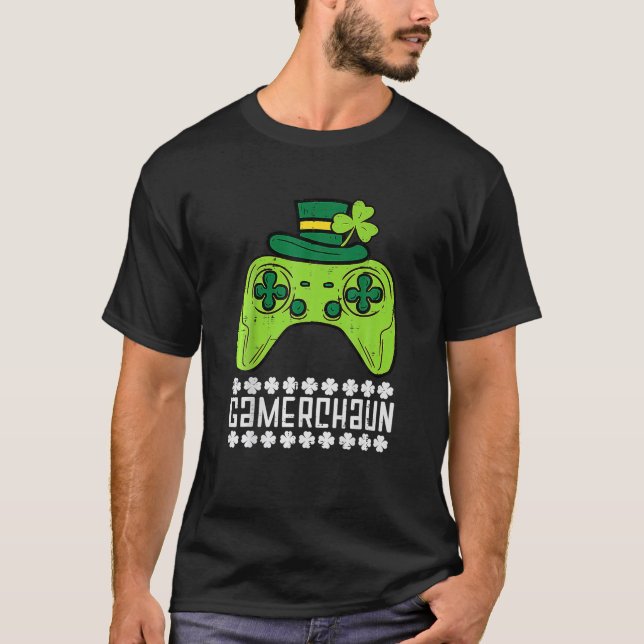 Camiseta Gamerchaun Irish Gamer Paddys Hombres Niños St Pat (Anverso)
