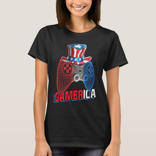 Camiseta Gamerica 4th of July Video Game American Flag Uncl (Anverso)