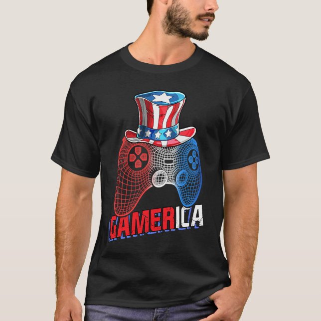 Camiseta Gamerica 4th of July Video Game American Flag Uncl (Anverso)