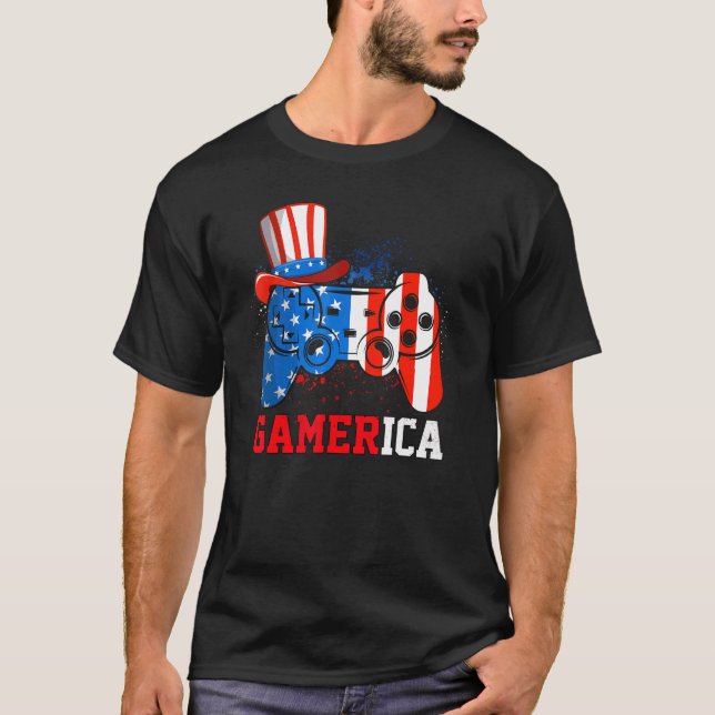 Camiseta Gamerica Video Game Controller Bandera Americana 4 (Anverso)