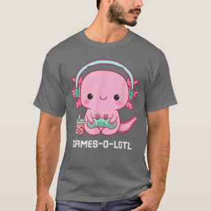Camiseta Gamesalotl Aolotl Pez Kawaii Lindo Jugando Videoju