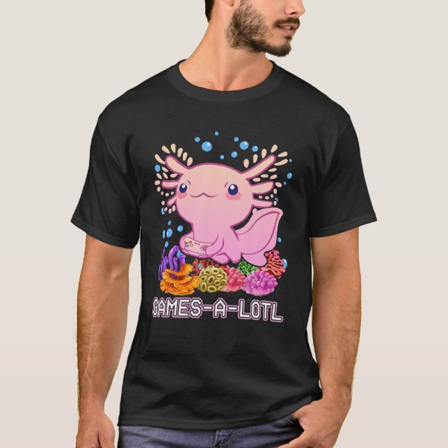 Camiseta Gamesalotl Gamer Cute Axolotl Kawaii Anime Pastel (Anverso)