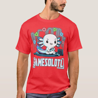 Camiseta Gamesolotl Axolotl Fish Jugando Videojuegos