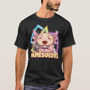 Camiseta Gamesolotl Axolotl Fish Jugando Videojuegos 2