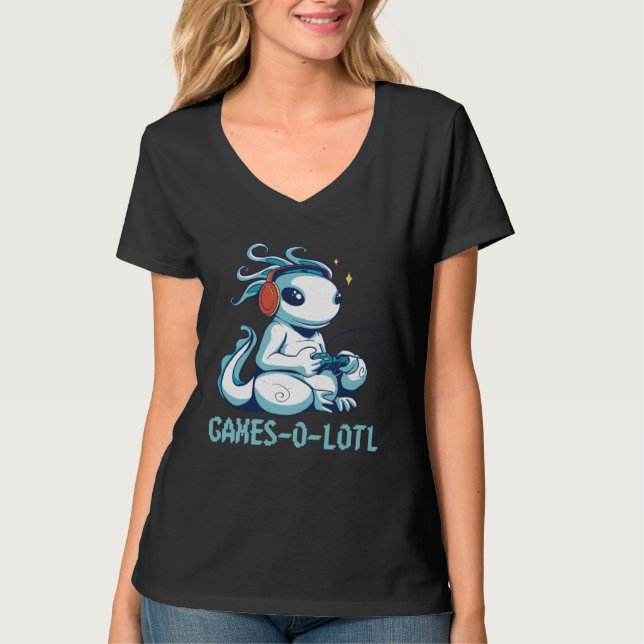 Camiseta Gamesolotl Axolotl  Gamer (Anverso)