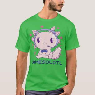 Camiseta Gamesolotl Axolotl Pescado Jugando Videojuegos Liz