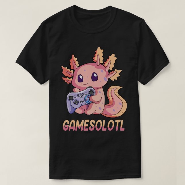 Camiseta Gamesolotl Axolotl Video Gamer Gótico Kawaii Paste (Diseño del anverso)