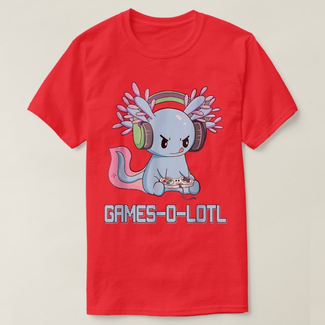 Camiseta Gamesolotl Axolotl Video Gamer Gótico Kawaii Paste (Diseño del anverso)