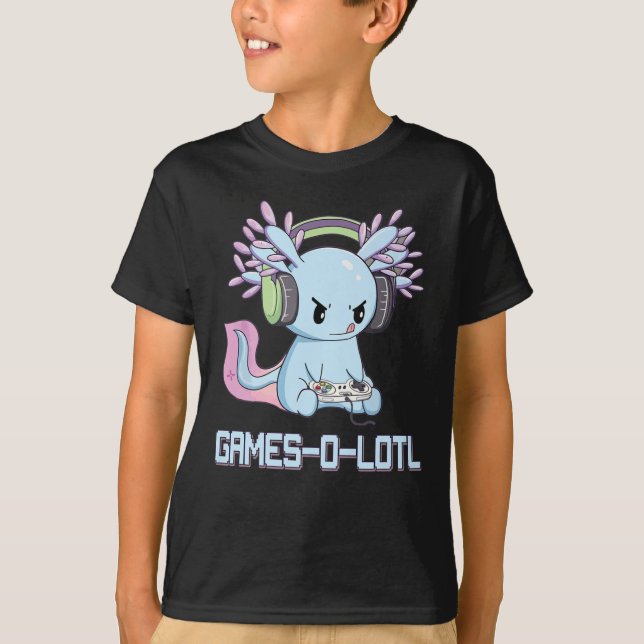 Camiseta Gamesolotl Axolotl Video Gamer Gótico Kawaii Paste (Anverso)
