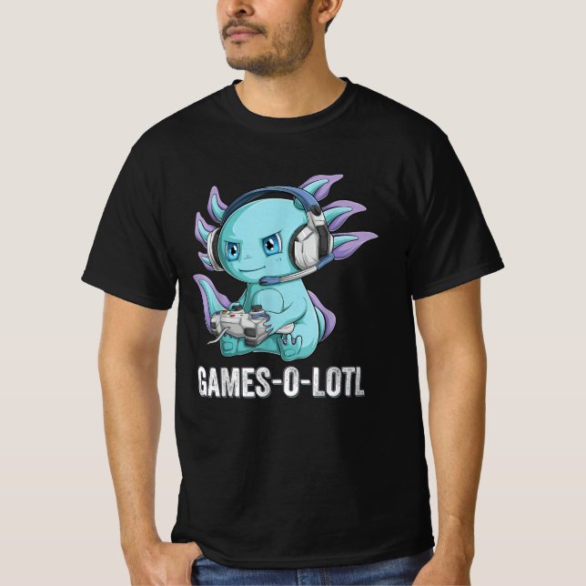 Camiseta Gamesolotl Axolotl Video Gamer Kawaii Anime chicos (Anverso)