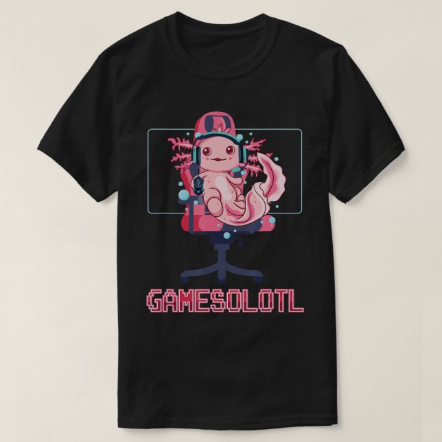 Camiseta Gamesolotl Axolotl Video Gamer Kawaii Anime Gaming (Diseño del anverso)