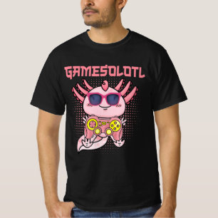 Camiseta Gamesolotl Axolotl Video Gamer Kawaii Anime Kids B