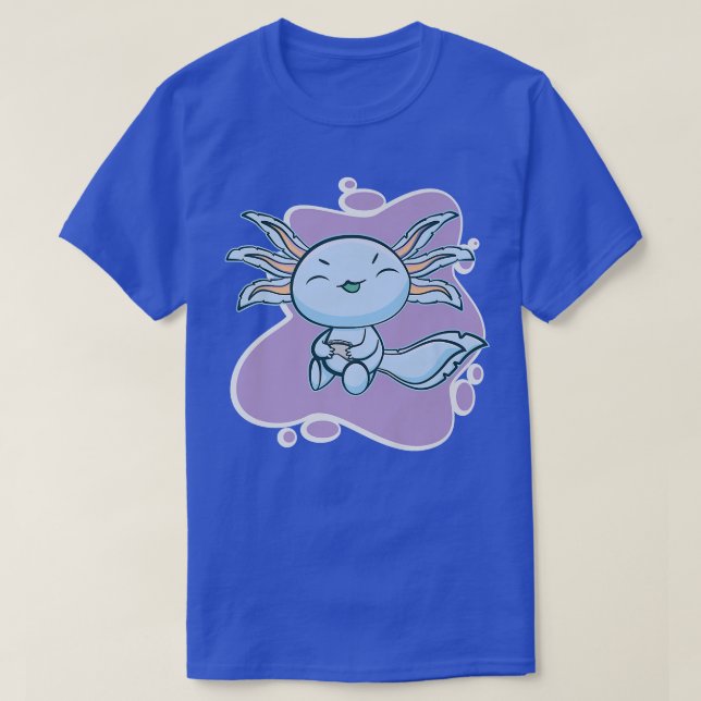Camiseta Gamesolotl Blue Aolotl Jugando Video Gamer Walking (Diseño del anverso)